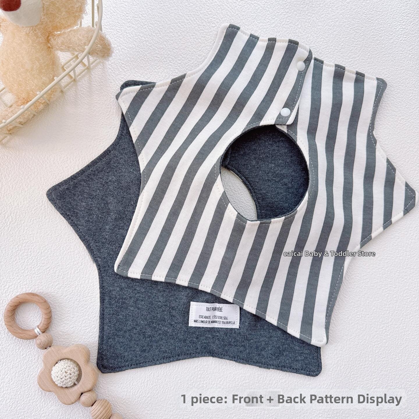 MIMUHOUSE | Stars Pattern Double-Faced Cotton Baby Bib