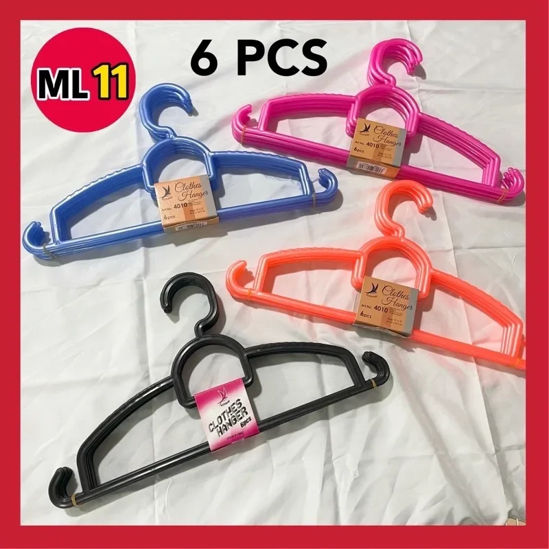 [Ready Stock] Premium 6PCS Clothes Hanger No Trace No Color plastic clothes Hanger Baju Ikea Style Adult Dewasa Hanger