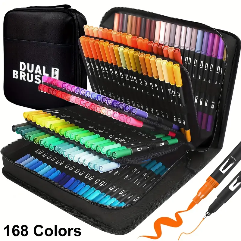 72/120/168 Colors Brush Tip Markers Art markers Dual Tip Brush Pens Coloring Markers for Coloring Book Brush Pens for letterin