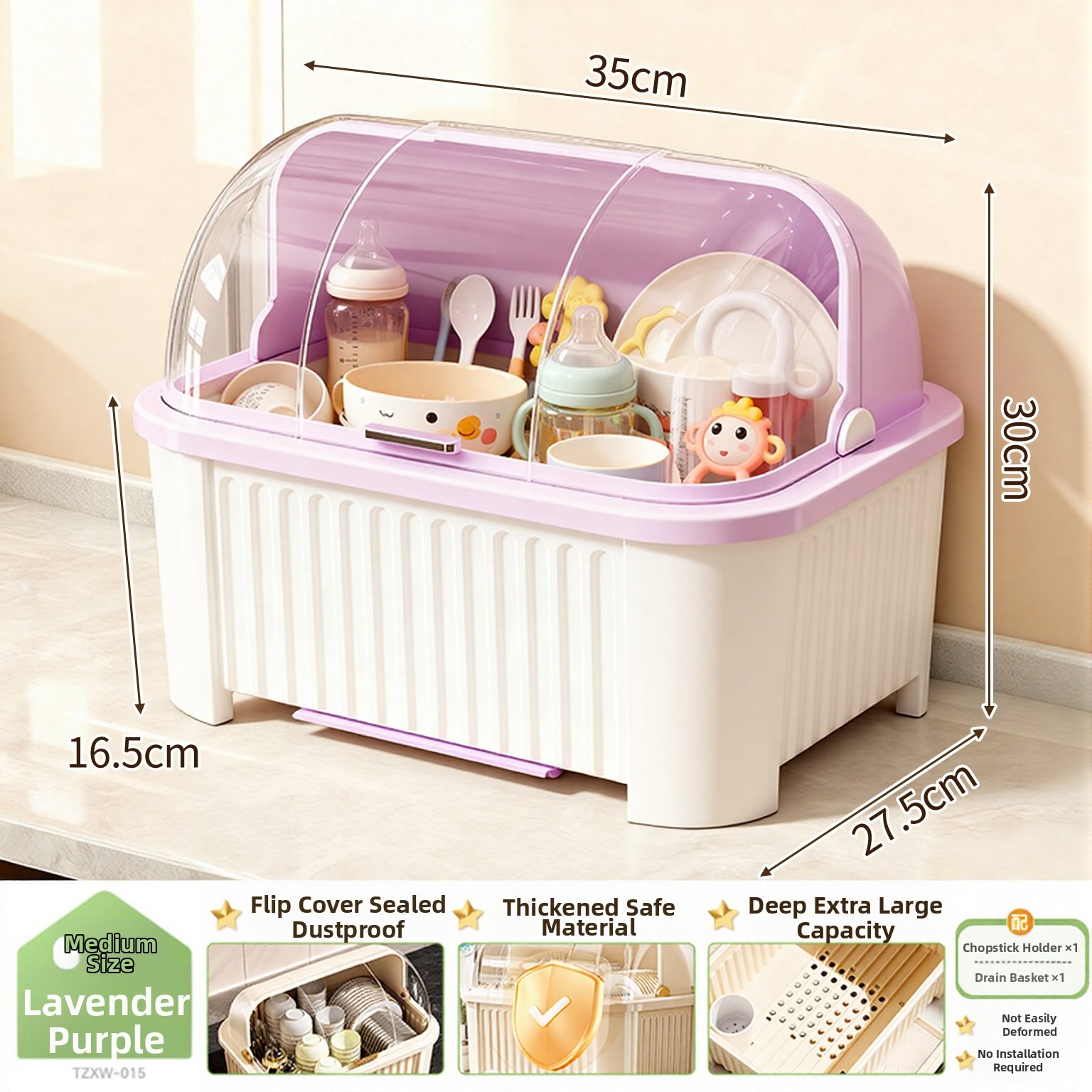 MEIZHUFU | Dustproof Draining Storage Rack For Baby Bottles Utensils Accessories
