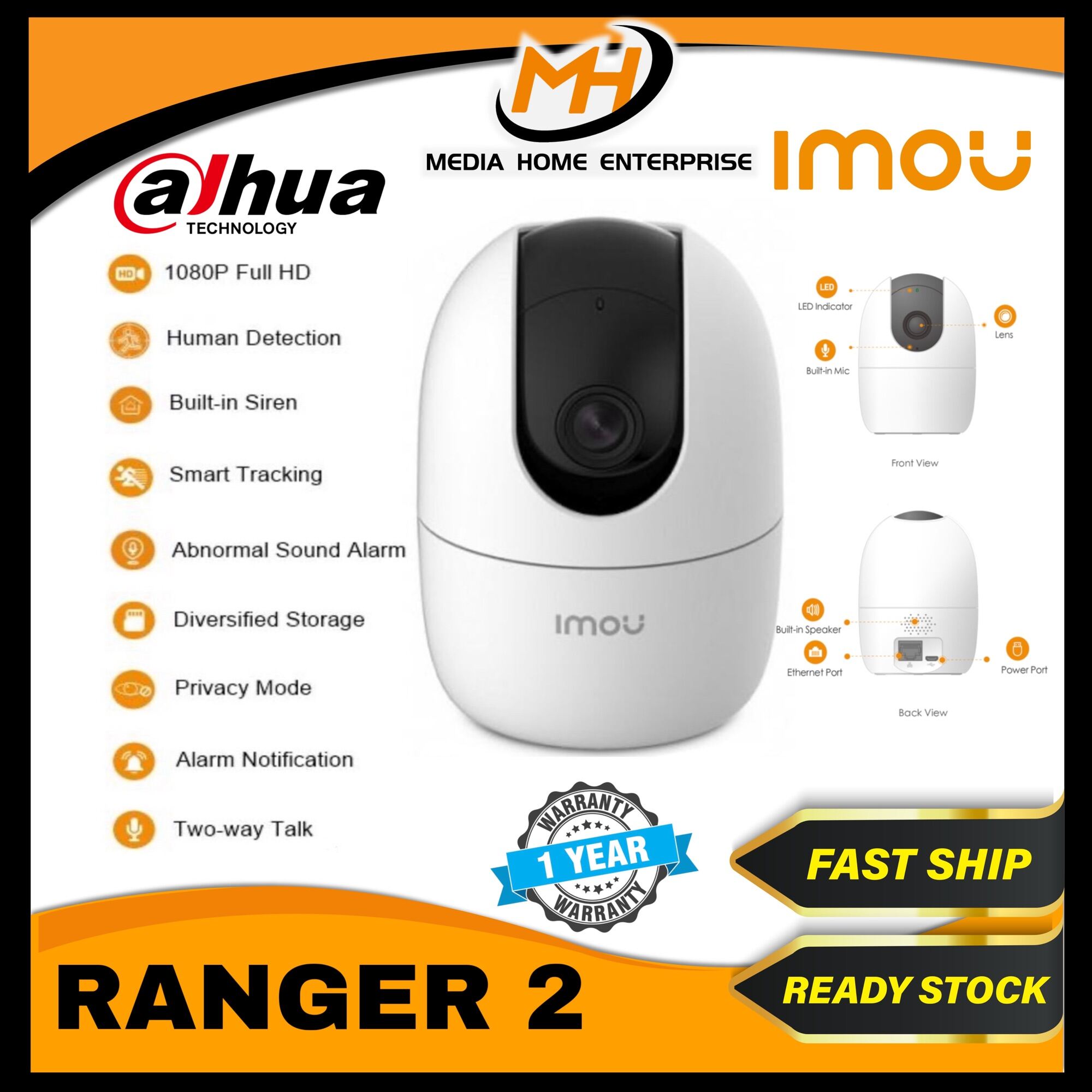 Dahua IMOU Ranger 2-1080P HD,CCTV 32/64/128GB,Wi-Fi Indoor,2Way