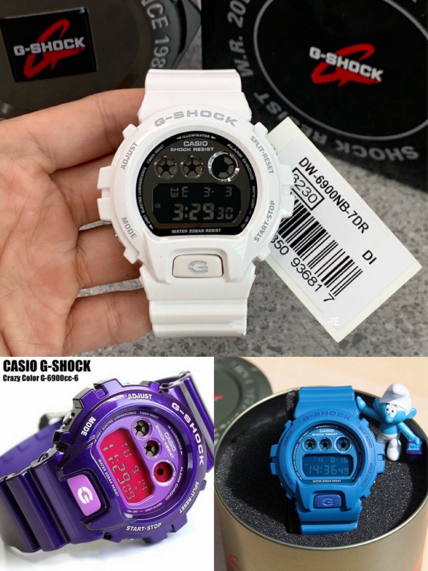 G Style Shock DW6900 Purple Cc6 cermin kaca white blue Jam Tangan Digital putih biru color viral Malaysia