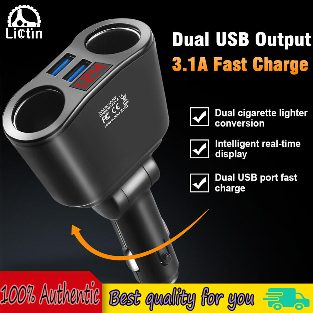 12V-24V Car Cigarette lighter Socket Splitter Plug Dual USB