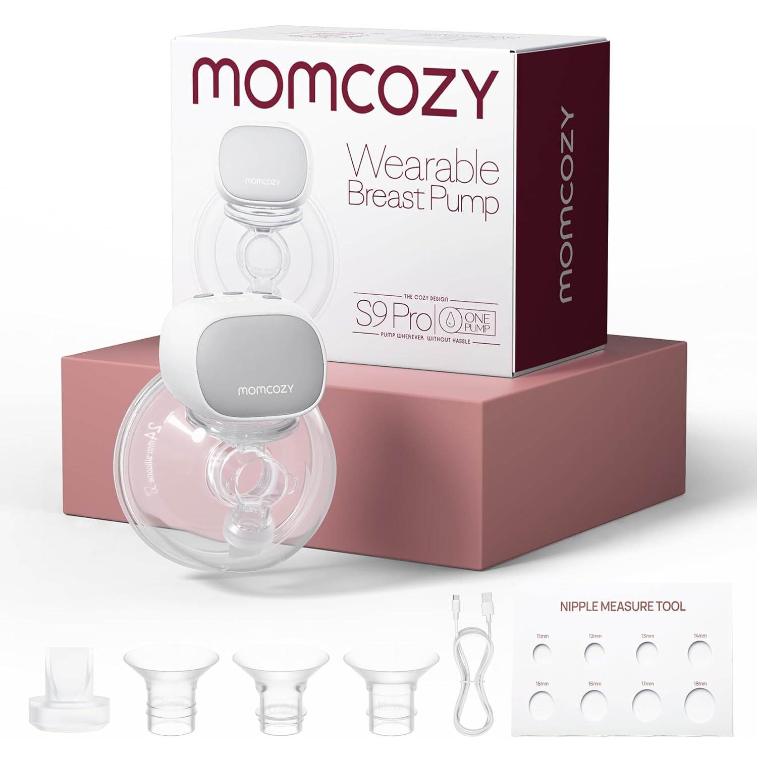 Momcozy S9 Pro Updated Breast Pump Electric Portable Hands-Free Breast Pump with Longest Battery Life and LED Display Electric Breast Pump with 2 Modes & 9 Levels - 24 mm