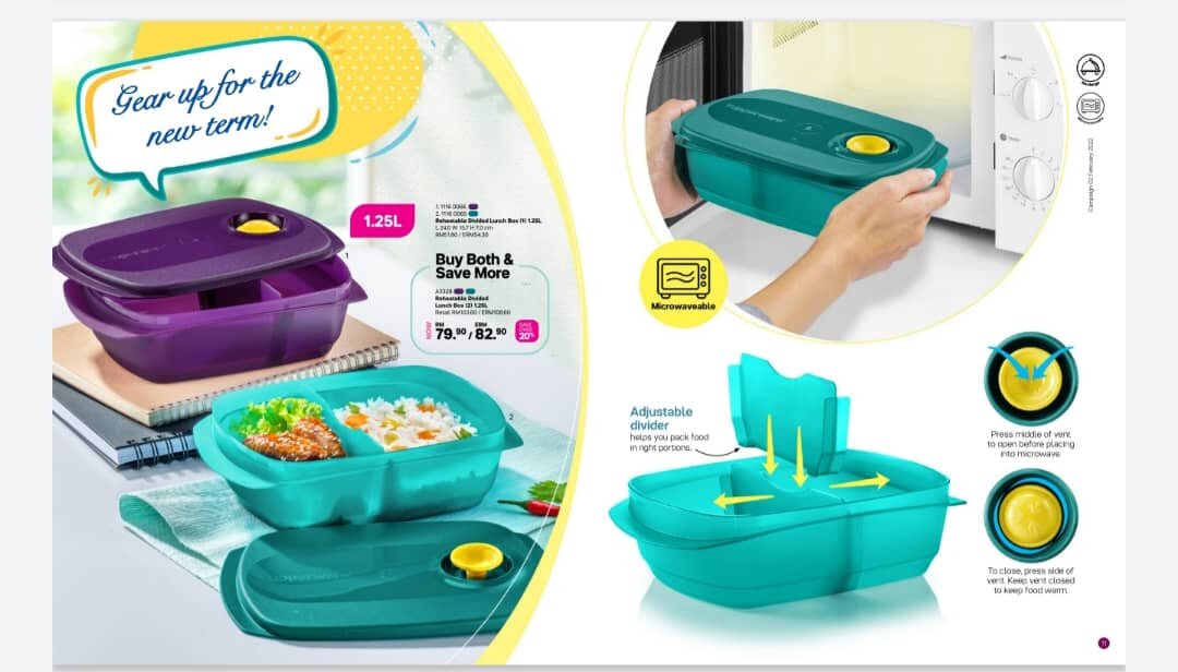 Reheatable Divided Lunch Box 1L – eTuppStore (PM) by Tupperware Brands  Malaysia Sdn. Bhd. 199401001646 (287324-M)
