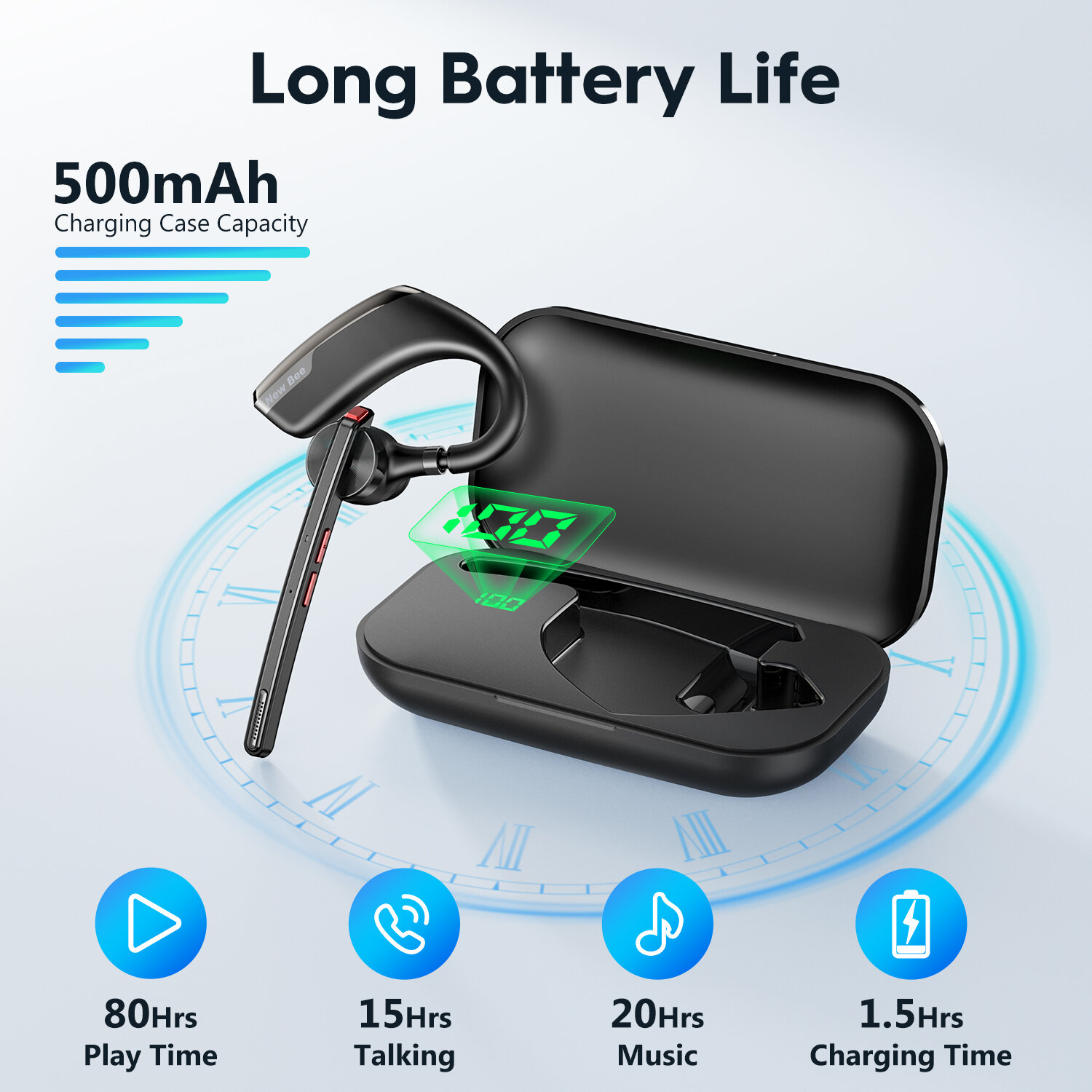 Auricolare bluetooth new bee m51 con doppio microfono e cancellazione_voghion.com