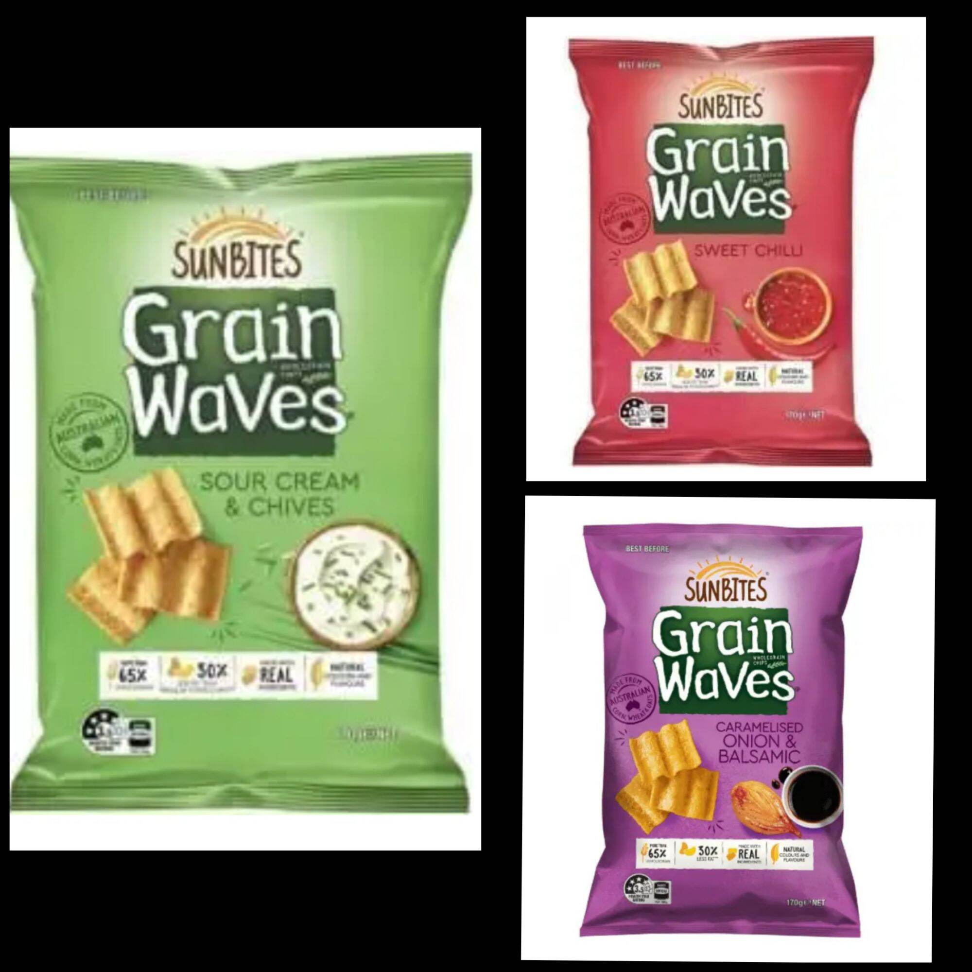 【MM6】Sunbites Grain Waves 170g 3種アソート Buy Sunbites Grain Waves Chips Sour Cream & Chives 170g | Coles