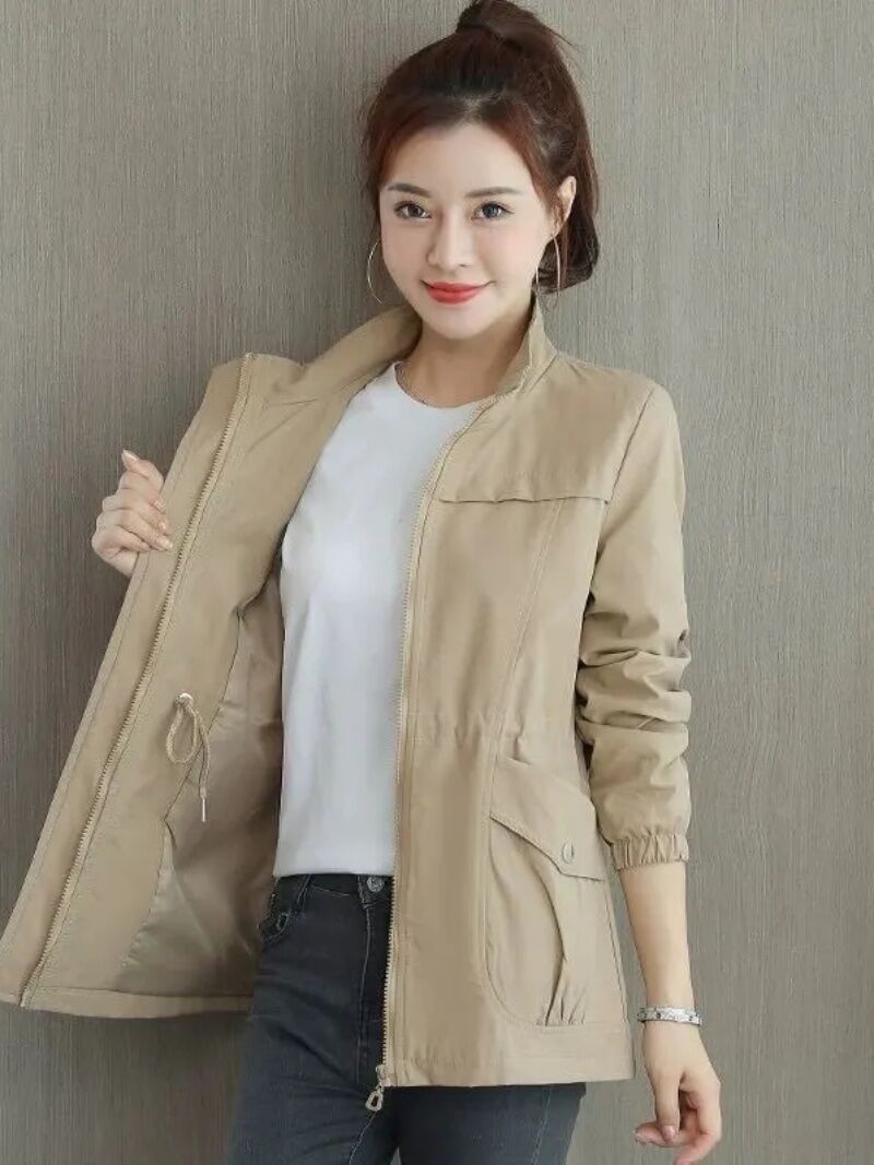 2025 New Women's Korean Style Slim Fit Short Coat Spring Autumn Fashionable Waist-Cinching Anti-Aging Trendy Outerwear