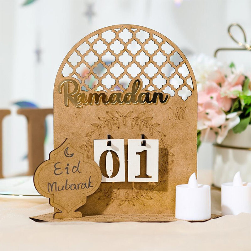 Ramadan Advent Calendar Handmade Wooden Creative Calendar for Home Bedroom  Table