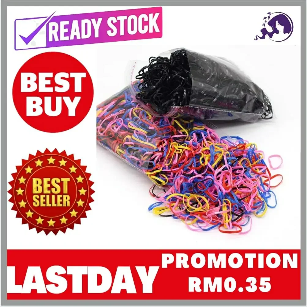 🔥Ready Stock🔥Factory High Quality Strong Pull Rubber Bands Black Rubber Bands Elastic Hair Band For Girl Kids Hair Accessories (Black Color)