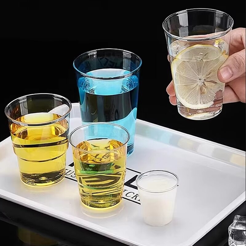 Wholesale Customized Disposable 10 OZ Frosted Airline Cup PS Transparent Hard Plastic Cup for Parties and Picnics. 