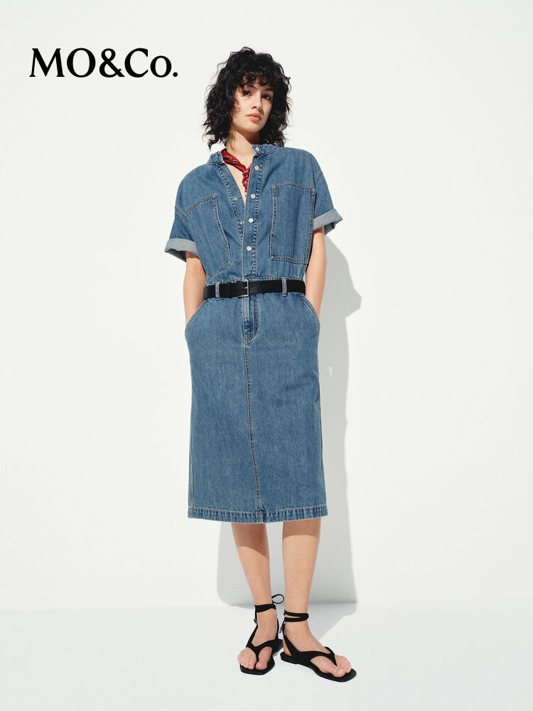 MO&Co. | Silk Cotton Mid-Low Waist Denim Dress - Jenama MO&Co. Harga 793 Ringgit*Penghantaran Percuma