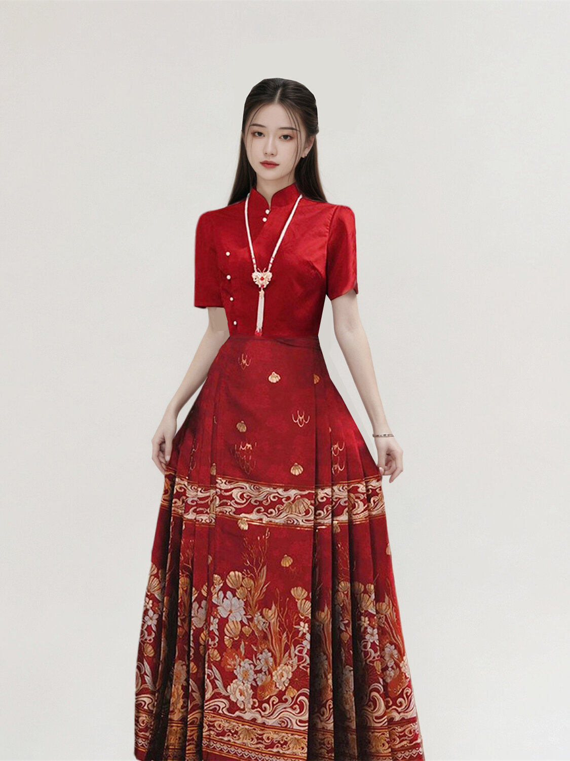 strapless open back dress Lunar New Year Dress Outfit for 18-inch Dolls