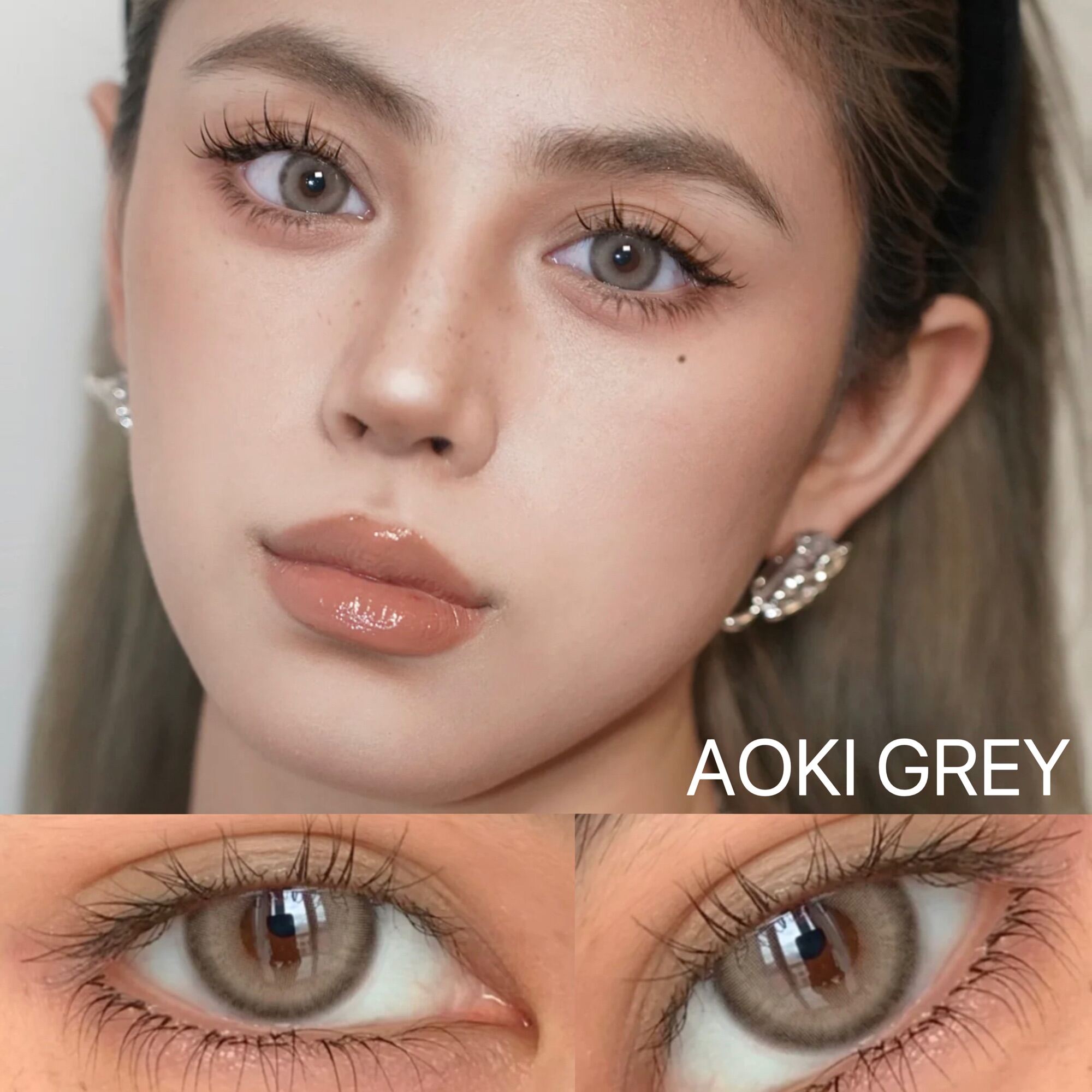 14.0MM AOKI GREY AOKI CARAMEL COLOR CONTACT LENS SOFTLENS natural