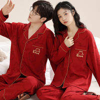 Yuzhaolin | Wedding Red New Couple Long Sleeve Spring Autumn Lucky Year Pajama Set