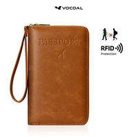 VOCOAL Mens Passport Wallet Unisex Soft PU Independent Card Bag Multifunctional Large Capacity Long ID Purse Ticket Holders Business Storage Bag