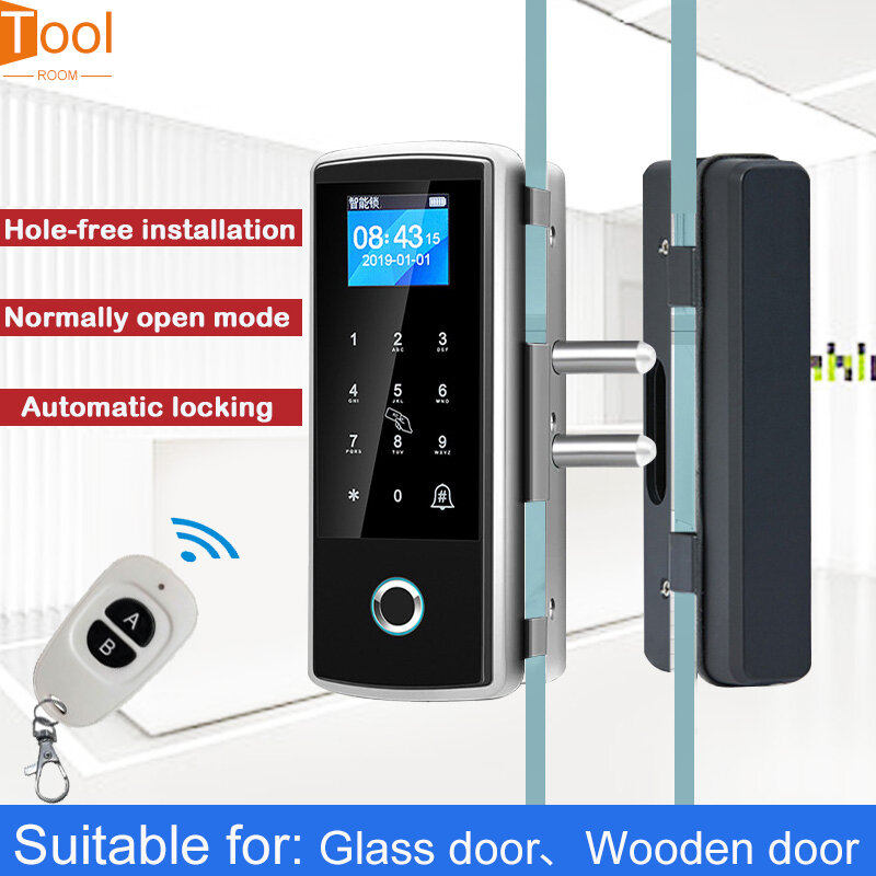 Smart Lock Rf433 Smart Door Lock Fingerprint Glass Lock FRID 13.56Mhz Card Password ...