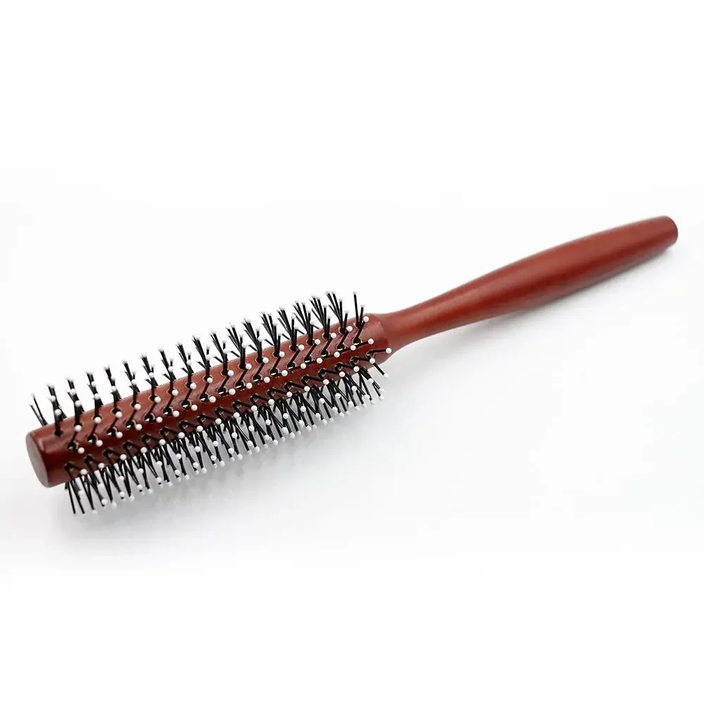 Professional Wooden Handle Round Hair Wood Brush With Nylon Ball Tipped Pins