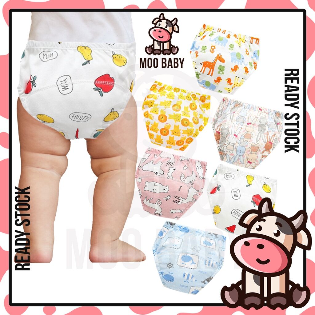 Moo Baby Potty Training Pants 6 Layers Baby Underwear Washable Diaper Pants  Seluar Kanak Kanak Baby Training Pants Potty Training Toilet For Kids  Panties Kids Underwear Girl Underwear Kids Boy Diapers Pants Pampers Pants  Baby Diapers