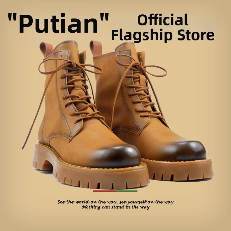 Vintage Brown Leather Work Boots High Top Harga  224 Ringgit*Penghantaran Percuma