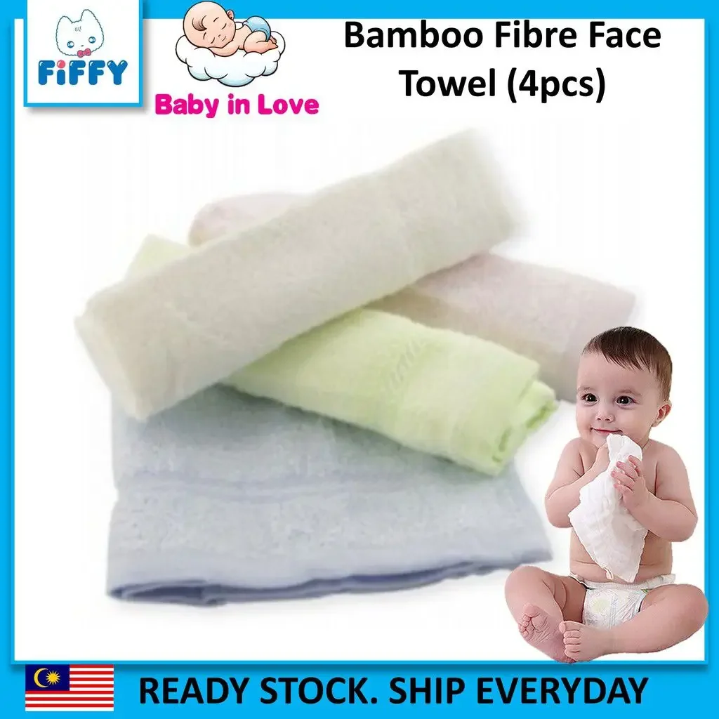 FIFFY Bamboo Fibre Baby Face Towel (4 Pcs)(98-878) Random Pick