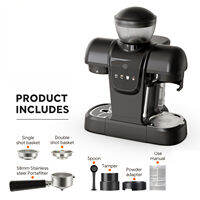 i Cafilas 19 Bar Semi Automatic Espresso Coffee Maker With Grinder Bean For Cappuccino and Latte Milk Frothing System Machine