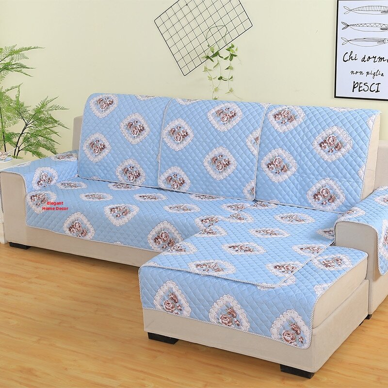 Non-Slip Cotton Sofa Cushion Modern Simple Backrest Towel Cover Armrest Pad Fabric Art Country Style Plant Floral Pattern
