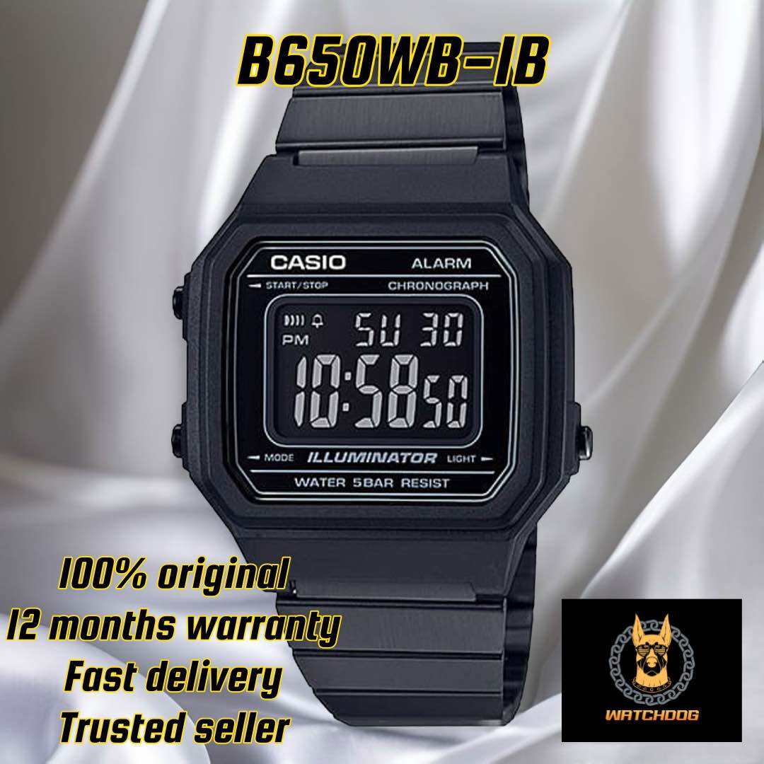 Casio Vintage Men’s Digital B650WB-1B Stainless Steel Band Black Watch ...