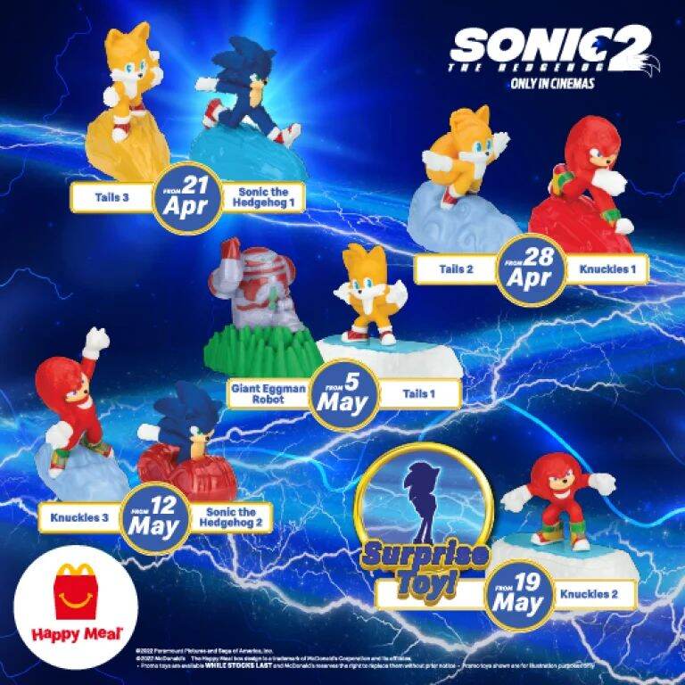 🤩Ready Stock🤗New 2022 Sonic 2 McDonald's Happy Meal Toys Lazada