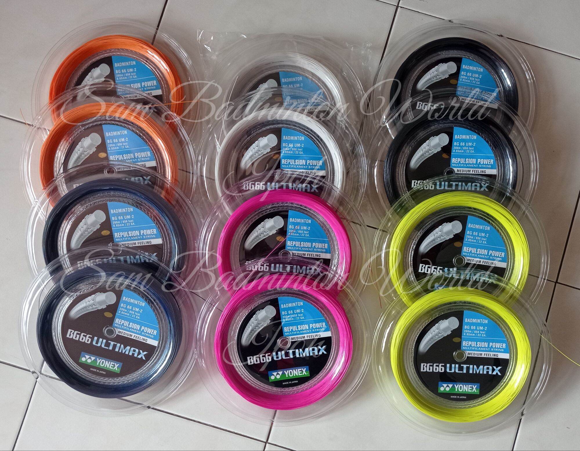 100% Original YONEX BG66 ULTIMAX (200m Reel) - Metallic White 