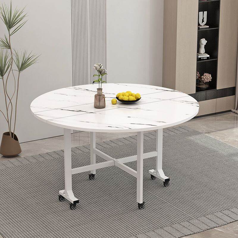 Foldable Dining Table with Wheels Household Mobile Table Small
