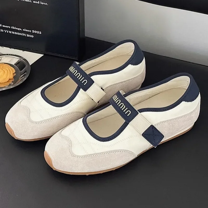 Adhesive Flat Bottom Mary Jane Ballet Casual Shoes Women's New 2025 Retro All-Match Slip-On Summer Low Heel Rubber Outsole