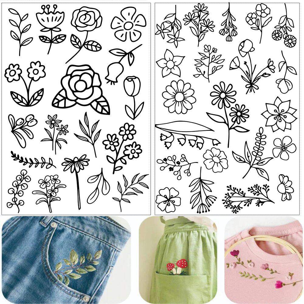 Water Soluble Stabilizer Embroidery Pattern Flower Stick and Stitch Embroidery Paper For Embroidery Hand Sewing Love