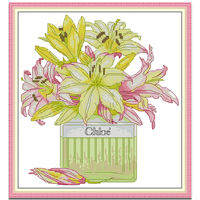 Cross Stitch Set Flower Full Kit with Pattern 14/11CT