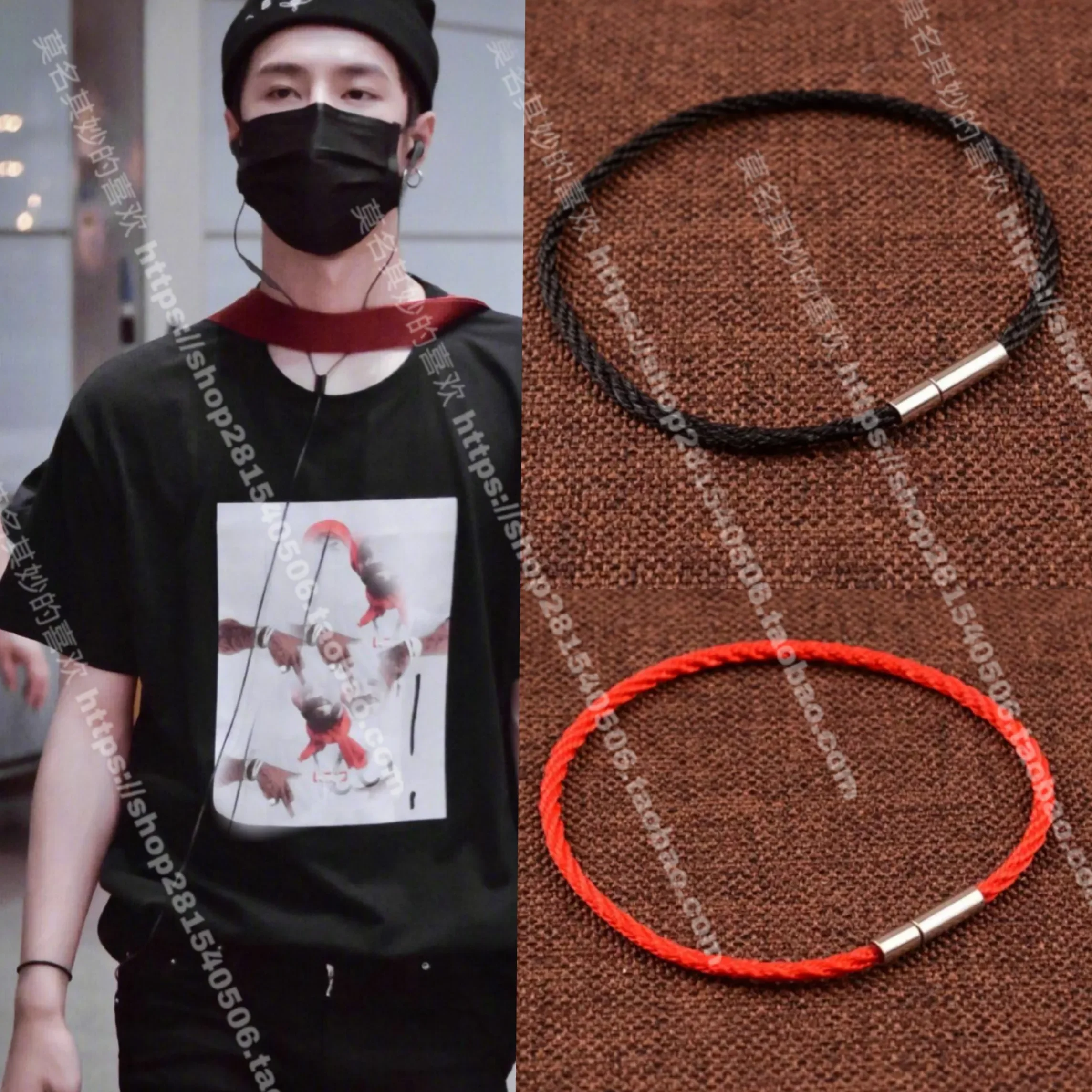 Same Style as Wang Yibo Carrying Strap Korean Thin Edges Hand-Woven Black Bracelet Male and Female Students Birth Year Couple Bracelet