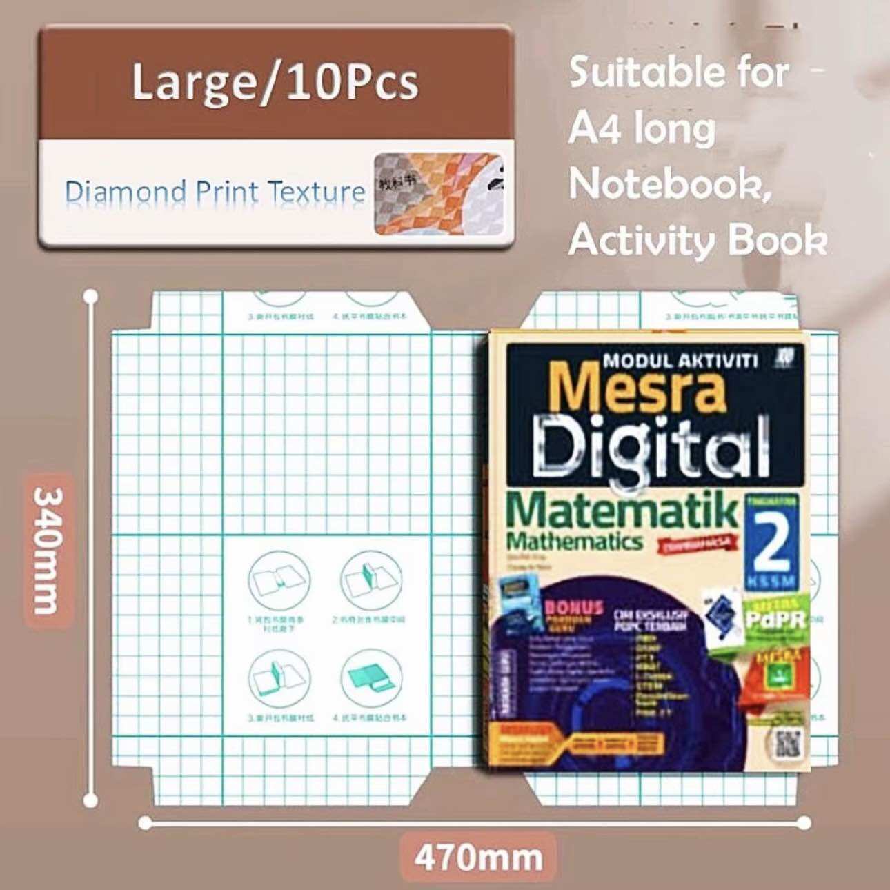 Self-Adhesive Transparent Book Cover Diamond Matte Film Book wrapper Book Wrapping Pembalut Buku transparent