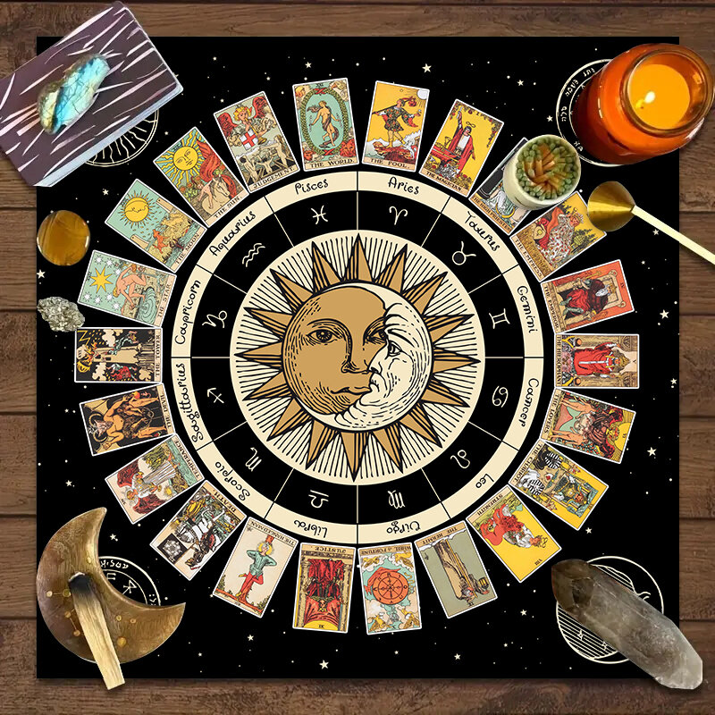 1pc Tarot card tablecloth twelve constellations divination starry sky altar cloth Tarot card game decoration tablecloth
