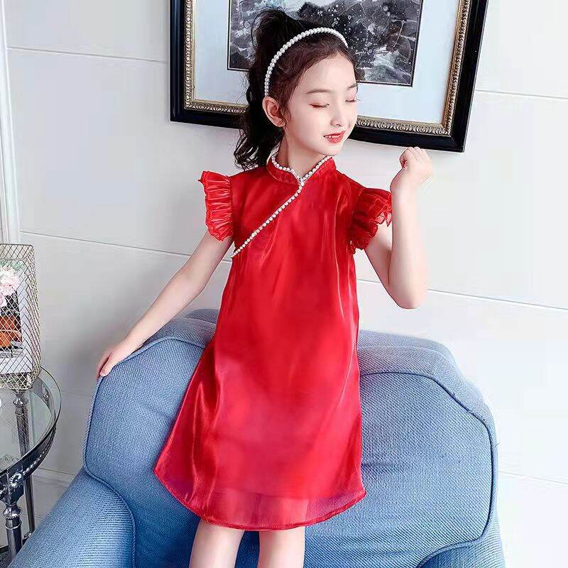 Girls Summer Princess Dress New Chiffon Cloud Gauze Red Party Dress Fashion Kids Toddler Girl Dress Children's Sleeveless Tutu Skirt - 2