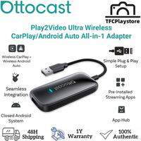 OTTOCAST Play2Video Ultra Wireless Apple CarPlay/Android Auto All-in-1 Adapter Plug and Play Built-in Netflix/YouTube