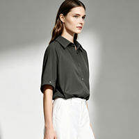 AMII | Summer New Simple Style Turn-Down Collar Raglan Sleeves Shell Button Shirt