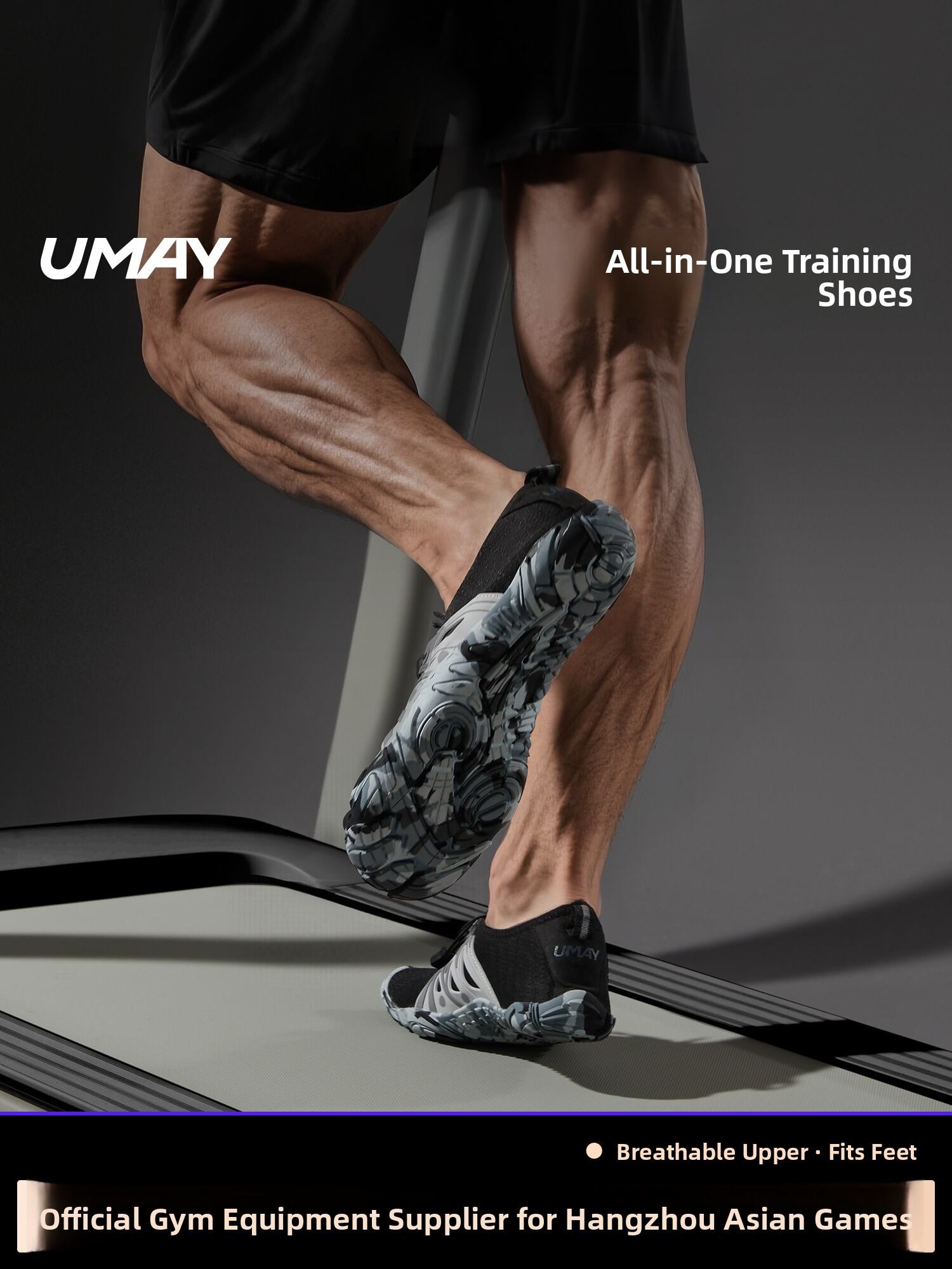 Umay(佑美) | Men's Five-Finger Barefoot Training Shoes Indoor Fitness Jump Rope Gym Yoga Sports Shoes Shock Absorption Anti-Slip Wear-Resistant