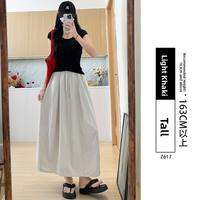 YAYANGREN | Gray Workwear A-Line Skirt Thin High-Waist Summer