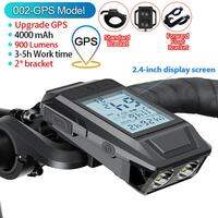 Newboler GPS Máy đo tốc độ xe đạp Đèn Xe Đạp 4000mAh với sừng Đồng hồ đo đường cho xe đạp chống nước cho xe đạp Đèn pha
