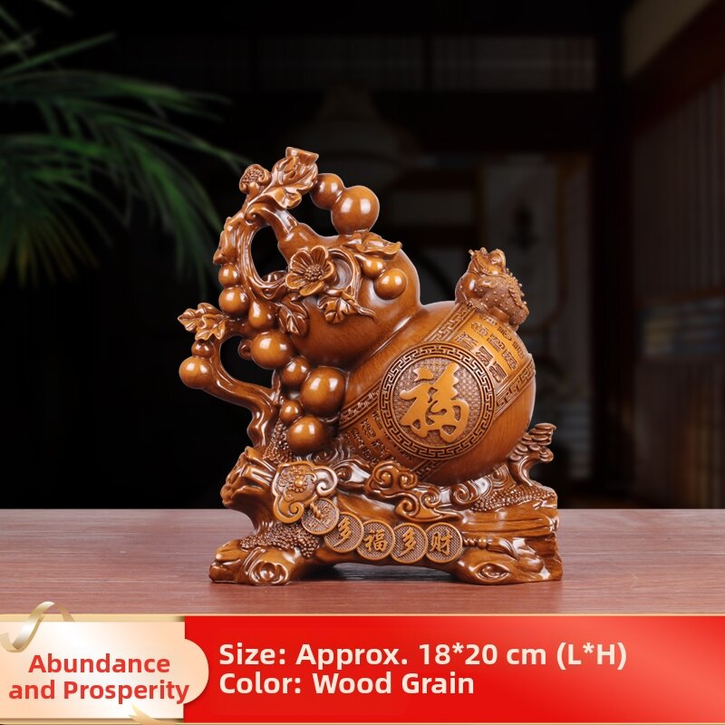 SenMuTong | Chinese Style Lucky Gourd Ornament Wealth And Happiness TV Cabinet Decorations Living Room Home Decor Ideal for Opening Gifts