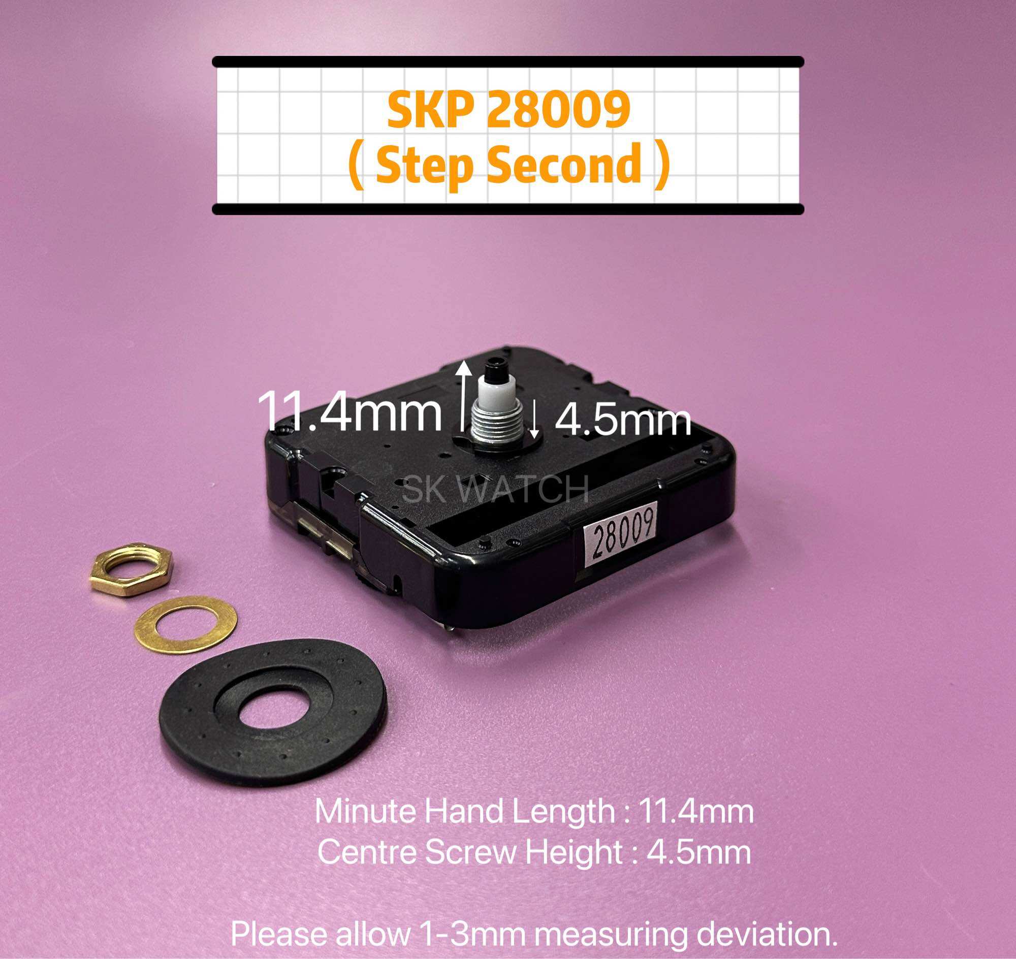 SKP MOVEMENT / SKP28009 SKP42800 SKP44704 SKP44808/ Mesin Jam Extra Panjang / DIY clock replacement / Nut Fix Movement
