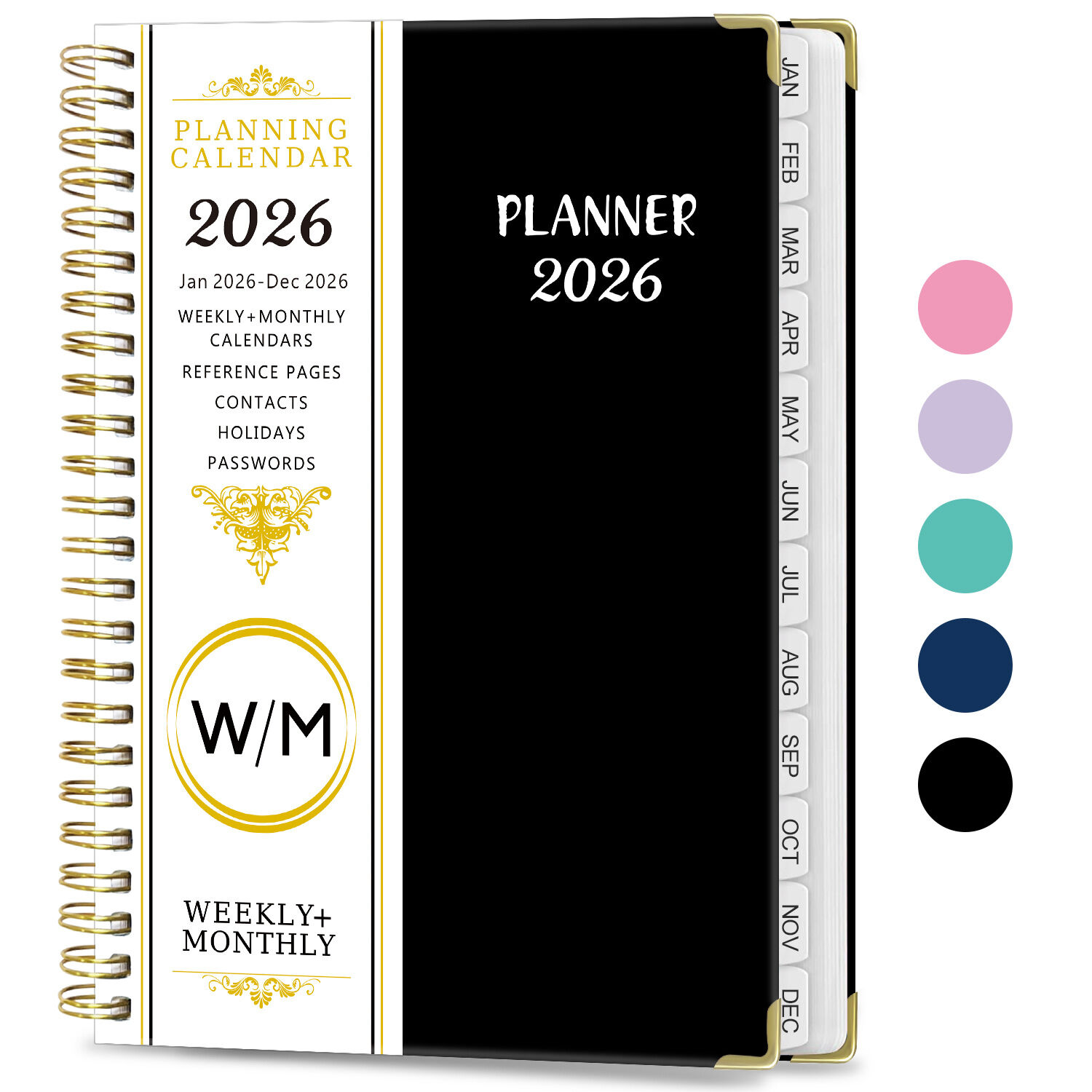 2026 A5 Coil-bound Planner Weekly & Monthly Calendar Notebook for Work and Life Organization