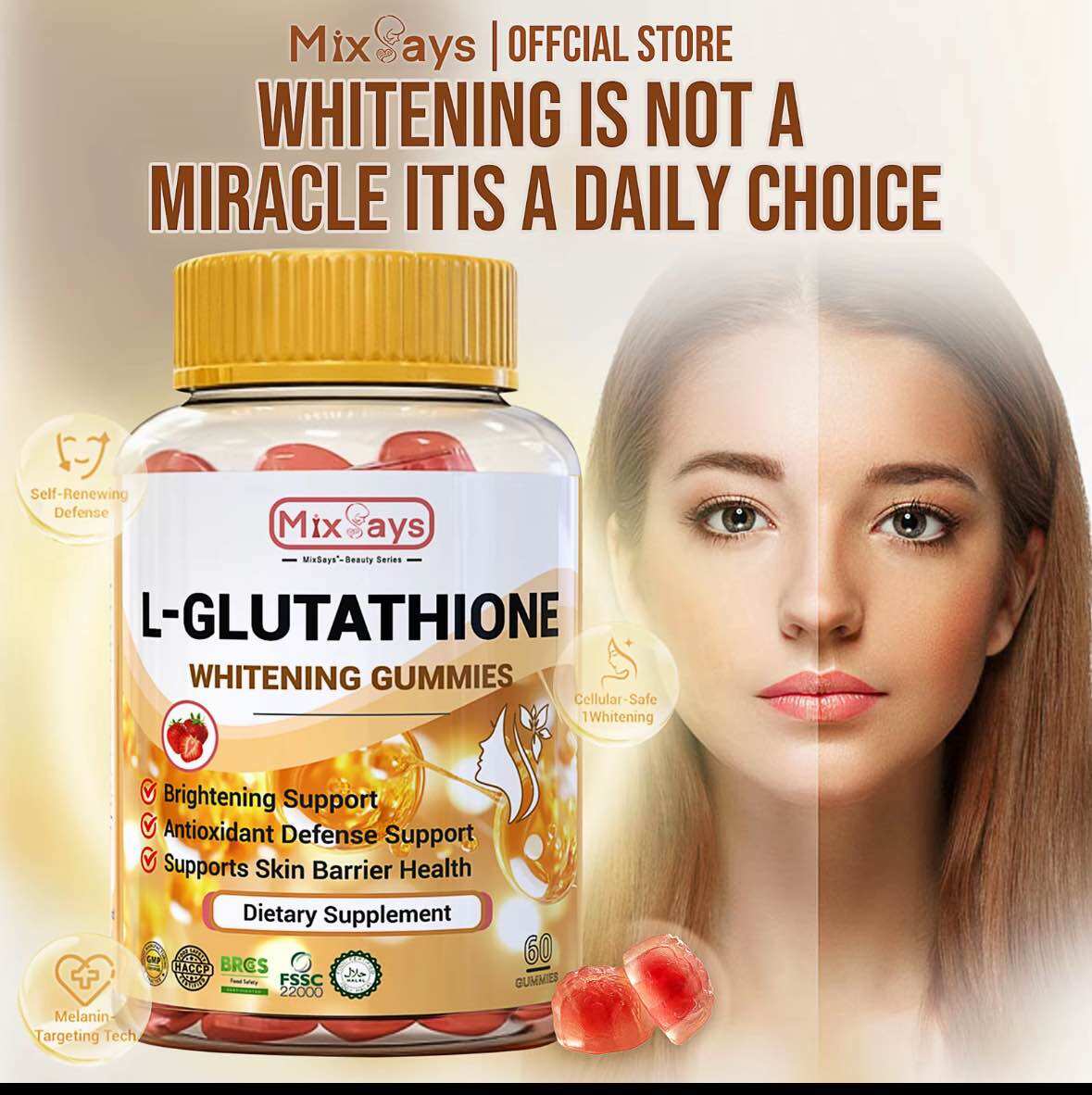 glutathione strong whitening milk Shirayuki Gummy Glutathione 60 gummies main image 0