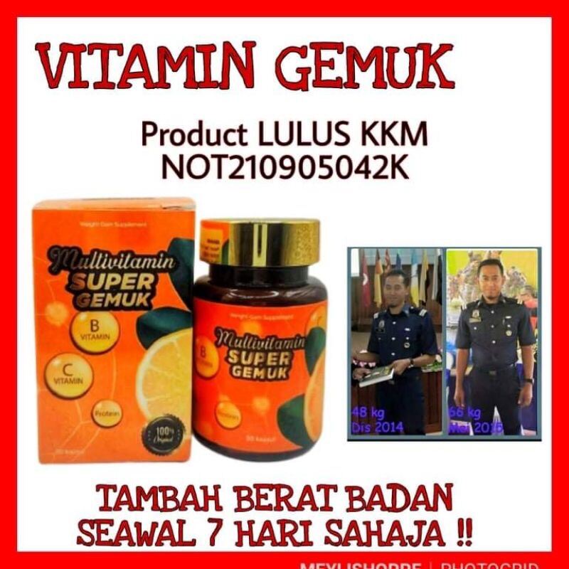 Multivitamin super gemuk Ubat gemuk vitamin gemuk weigth gain vitamin
