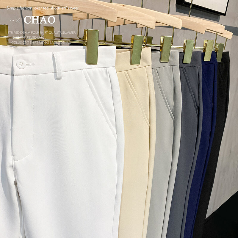 Fall Small Suit Pants Men's Ninth Pants Sub-Pendant Drape Silm Tapered Casual Pants Men Business All-Match Suit Pants Tide. 