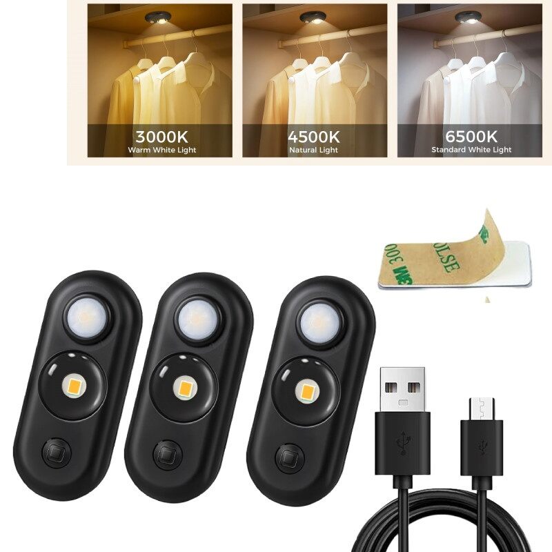 Aitemay 4-Pack Mini Auto Sensor Night Light Type-C Rechargeable 3-Color Adjustable Magnetic Mount Mosquito Repellent - Smart Bedside Lamp for Indoor/Outdoor Emergency Lighting Energy-Saving